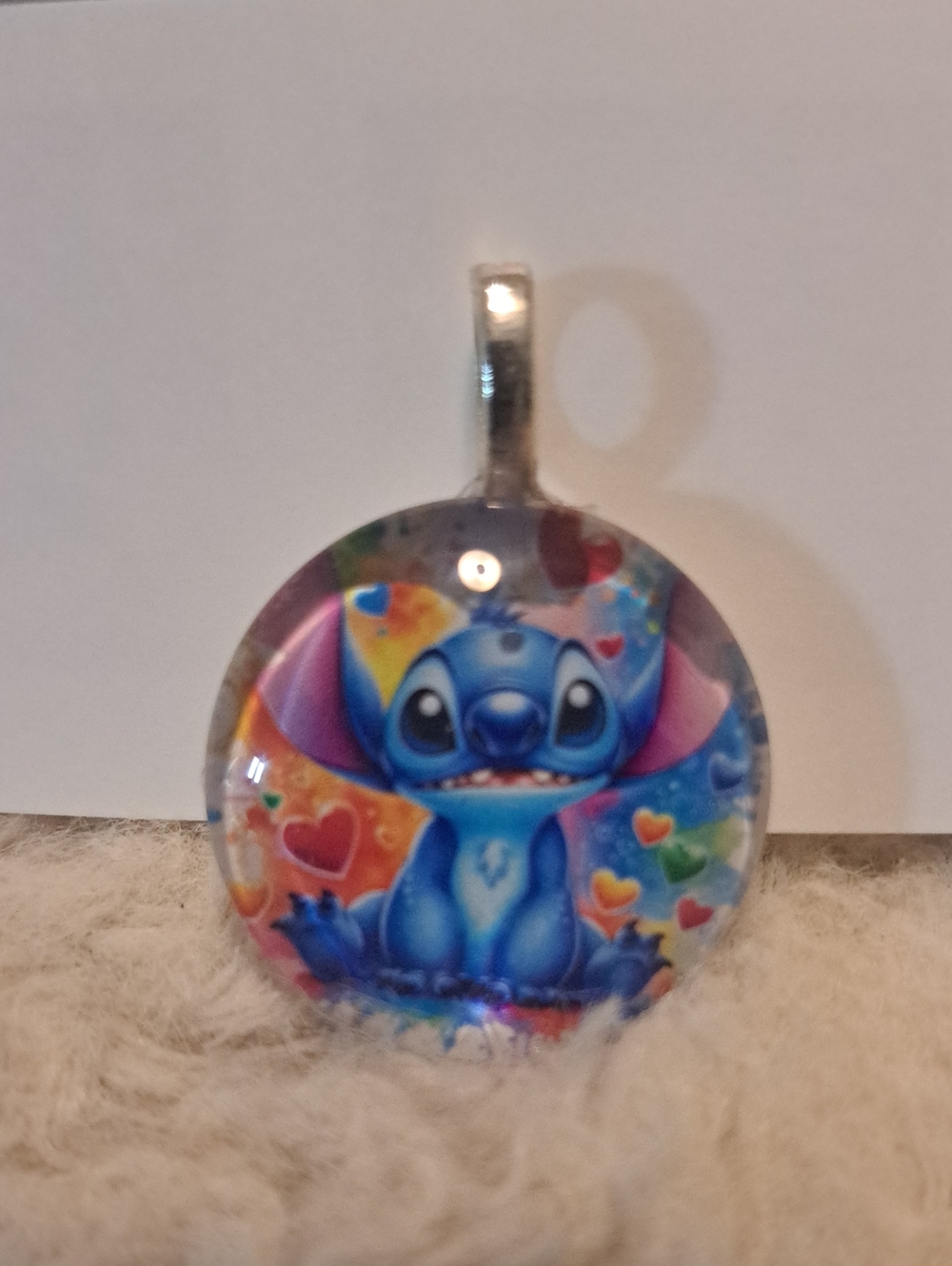 Hand Crafted Blue Heart Glass Tile Pendant Necklace